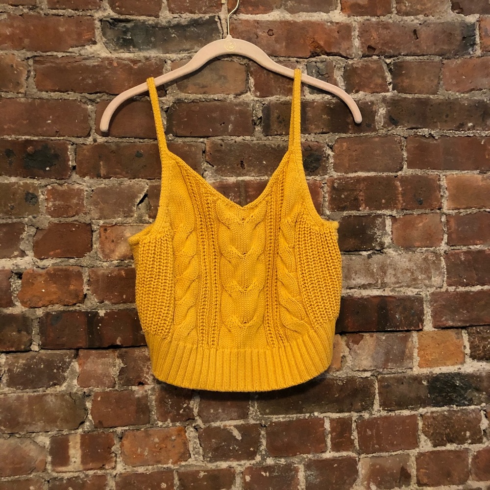 Yellow woven crop top
